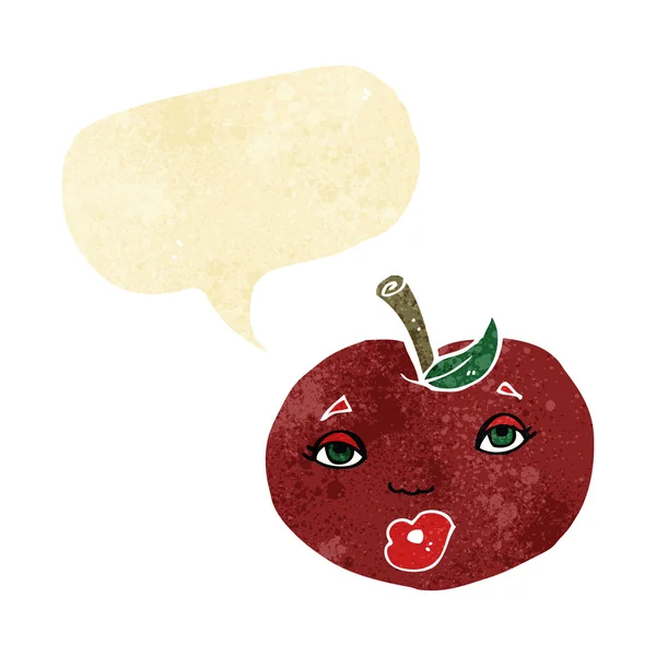 Kreskówki jabłko z twarzy z bańki mowy — Wektor stockowy