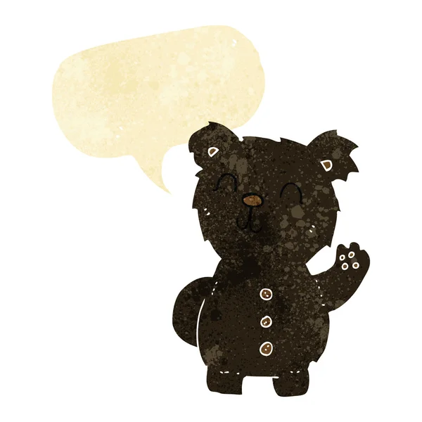 Cartone animato orso nero con bolla discorso — Vettoriale Stock