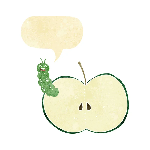 Tegneseriebiller som spiser eple med taleboble – stockvektor