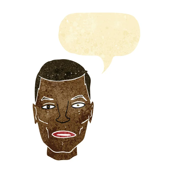 Καρτούν σοβαρό αρσενικό πρόσωπο με φούσκα ομιλία — Διανυσματικό Αρχείο