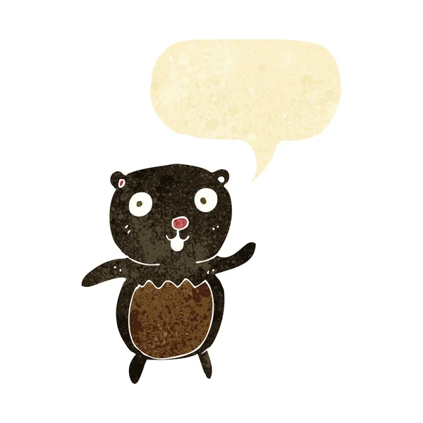 Cartoon black bear cub with speech bubble — Stock Vector