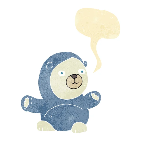 Carino orso polare cartone animato con bolla discorso — Vettoriale Stock