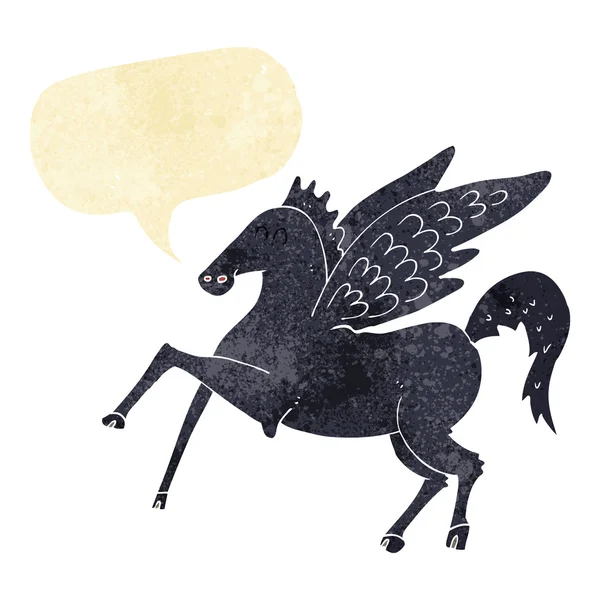 Dibujos animados caballo volador mágico con burbuja de habla — Archivo Imágenes Vectoriales