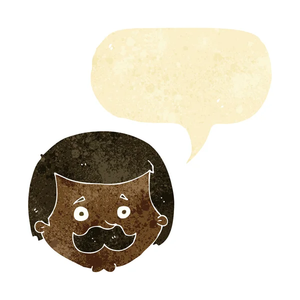 Hombre de dibujos animados con bigote con burbuja de habla — Vector de stock