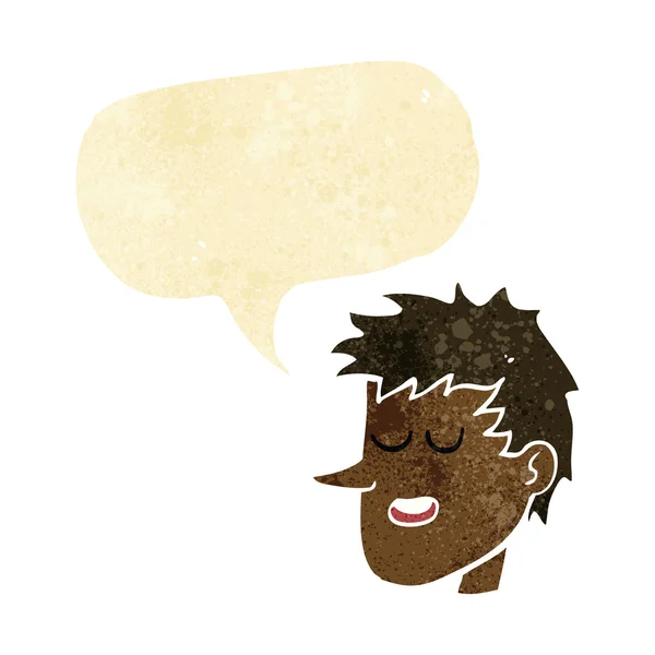Dessin animé heureux garçon visage avec bulle de parole — Image vectorielle
