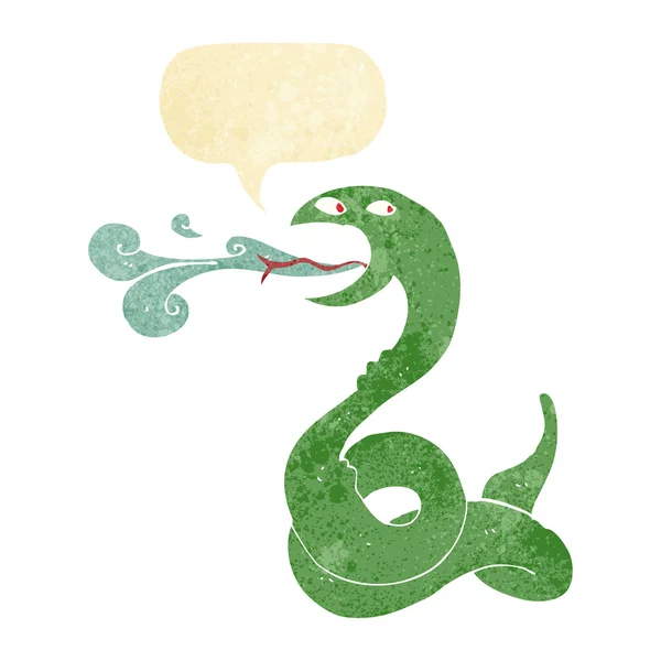 Cartoon hissing snake with speech bubble — Stock Vector