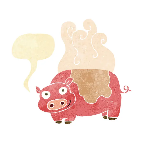 スピーチバブル付きの漫画豚 — ストックベクタ
