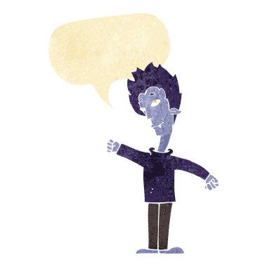 Konuşma baloncuğu olan bir vampir.