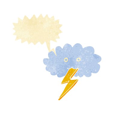 çizgi film şimşek ve bulut ile konuşma balonu