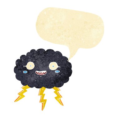 mutlu karikatür yağmur bulutu ile konuşma balonu