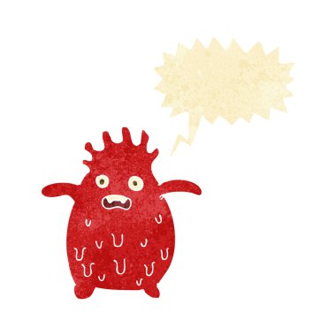 Konuşma baloncuklu komik balçık canavarı.