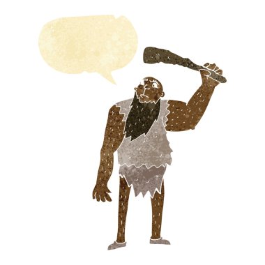 Konuşma baloncuklu çizgi film mağara adamı