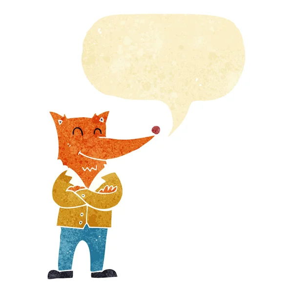 Çizgi film fox gömlek ile konuşma balonu — Stok Vektör