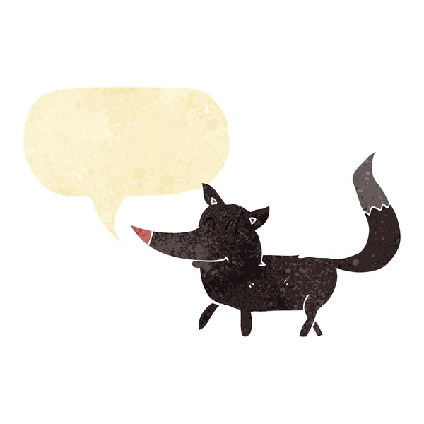 Cartone animato piccolo lupo con la bolla discorso — Vettoriale Stock