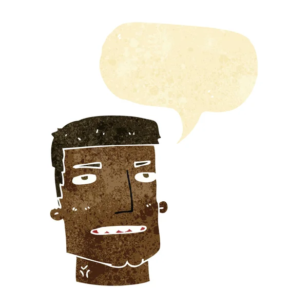 Καρτούν αρσενικό κεφάλι με φούσκα ομιλία — Διανυσματικό Αρχείο