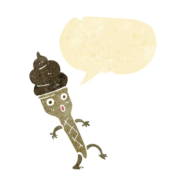 Cartoon ice cream with speech bubble — Stock Vector