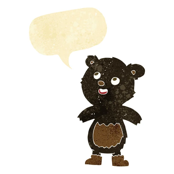 Urso preto dos desenhos animados com bolha de fala — Vetor de Stock