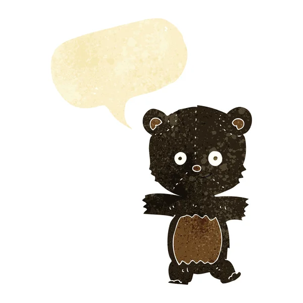 Bonito cartoon urso preto com fala bolha — Vetor de Stock