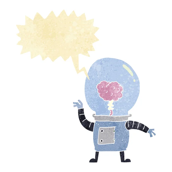 Robot de dibujos animados cyborg con burbuja del habla — Vector de stock