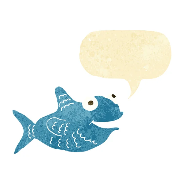 Dibujos animados peces felices con burbuja de habla — Vector de stock