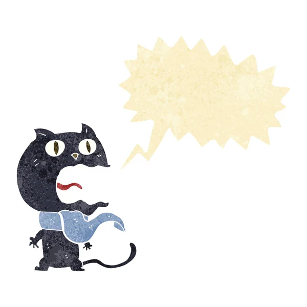 Dibujos animados asustado gato con el habla burbuja — Vector de stock