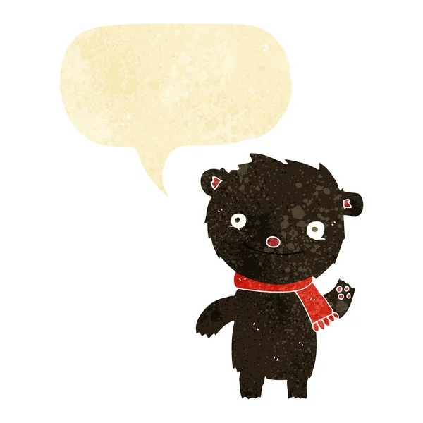 卡通可爱黑熊与讲话泡泡 — 图库矢量图片