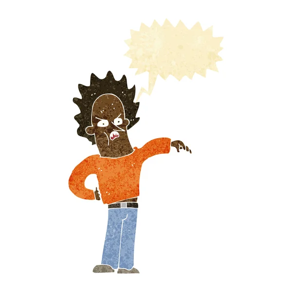 Cartoon vervelende jongen met spraak zeepbel — Stockvector