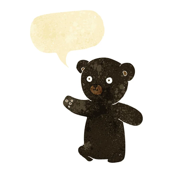 Мультяшный черный медвежонок с пузырьком речи — стоковый вектор