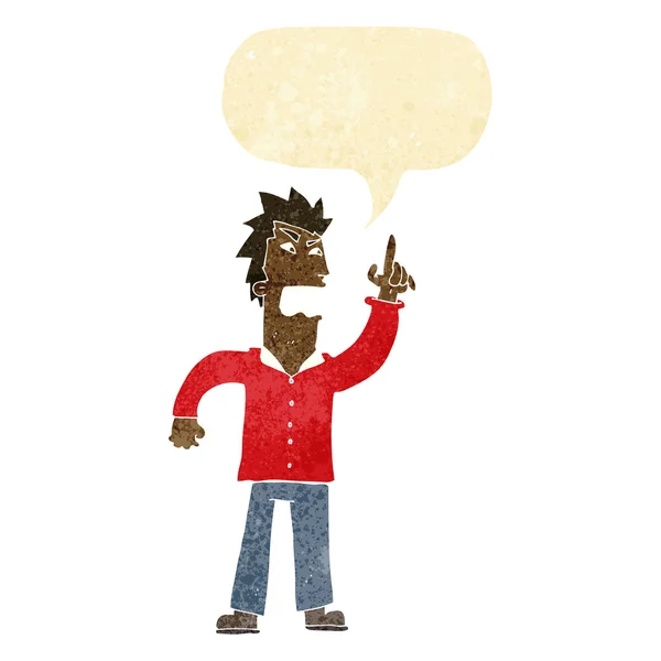 Desenho animado irritado homem fazendo ponto com bolha de fala — Vetor de Stock
