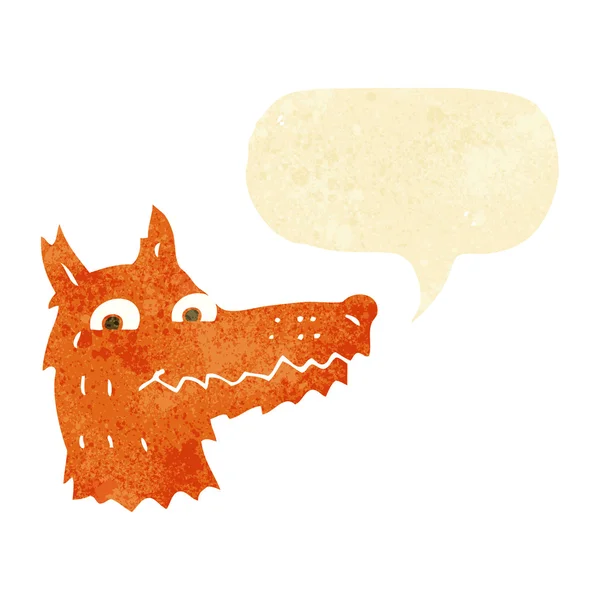 Cabeça de raposa de desenhos animados com bolha de fala — Vetor de Stock