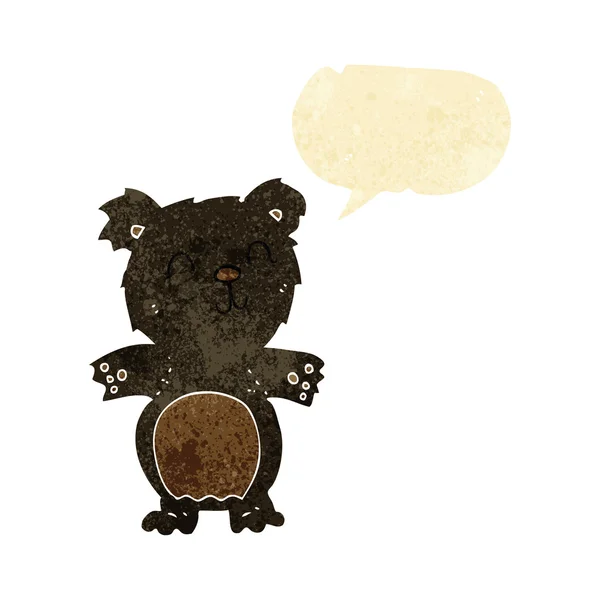 Dessin animé ourson noir mignon avec bulle de parole — Image vectorielle