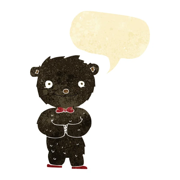 Cartoon little black bear with speech bubble — Stock Vector