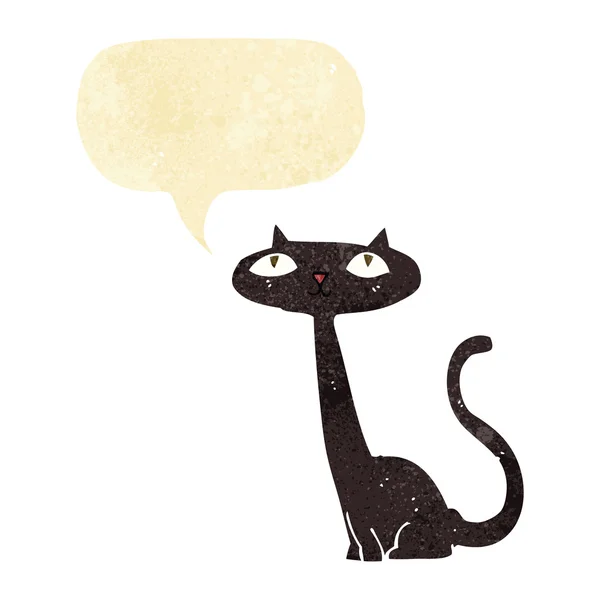 Tecknad svart katt med pratbubblan — Stock vektor
