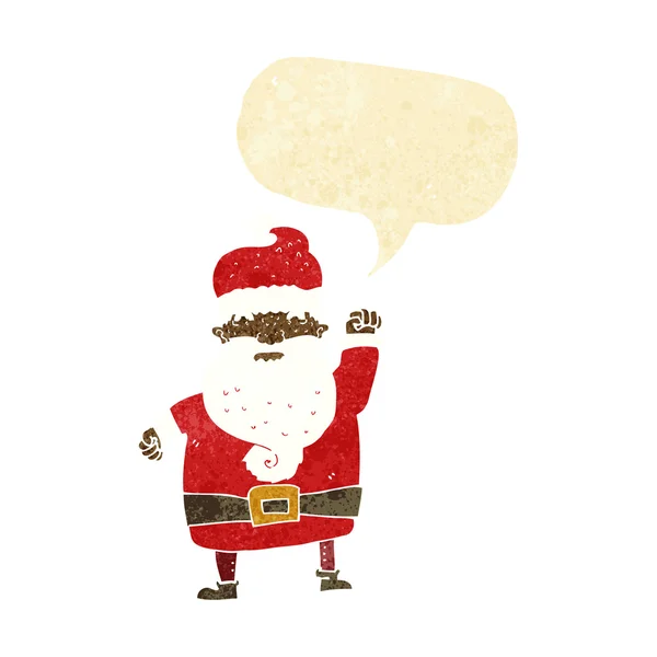 Cartoon angry santa claus with speech bubble — Stock Vector
