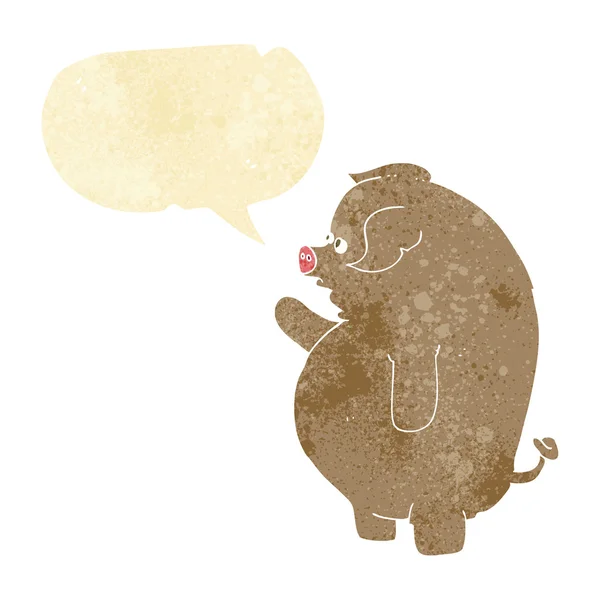スピーチバブル付きの漫画脂肪豚 — ストックベクタ