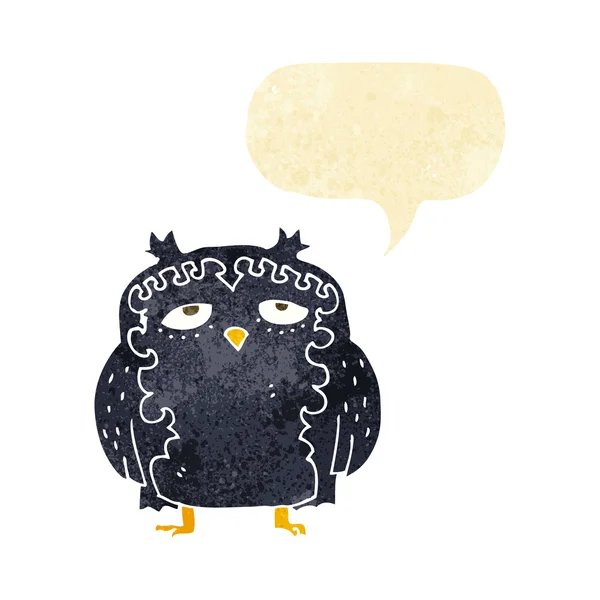 Мультяшна мудра стара сова з бульбашкою мовлення — стоковий вектор