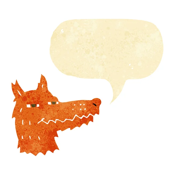 Cartoon smug fox face with speech bubble — Stock Vector