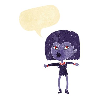 Konuşma baloncuğu olan vampir kız.