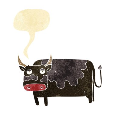 Konuşma baloncuklu çizgi film ineği