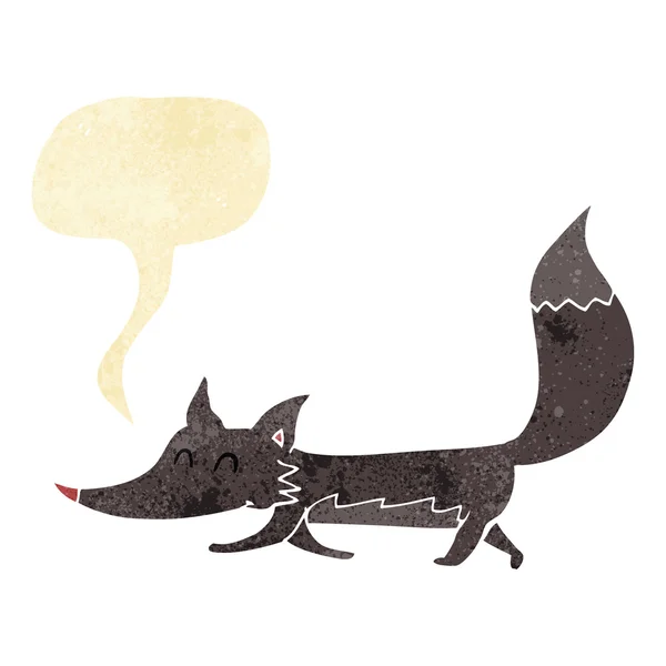 スピーチバブルを持つ漫画の小さなオオカミ — ストックベクタ