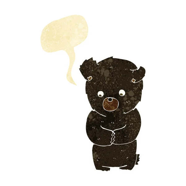 Bonito cartoon urso preto com fala bolha — Vetor de Stock