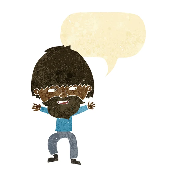 Karikatur glücklicher Mann mit Bart mit Sprechblase — Stockvektor