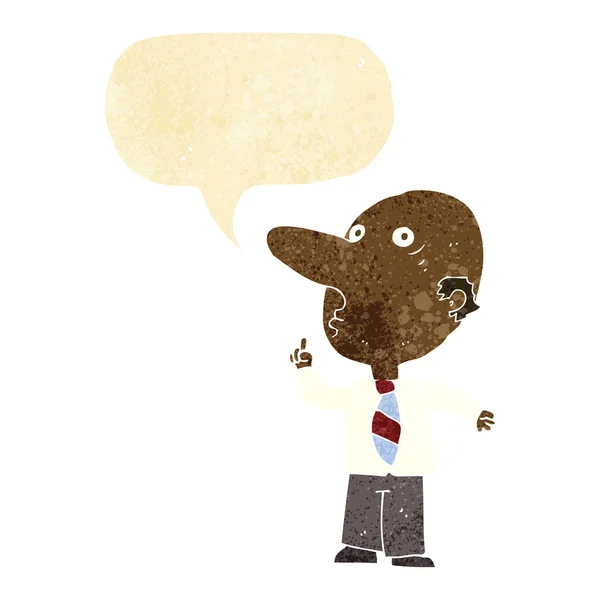 Cartoon bald man asking question with speech bubble — Stock Vector