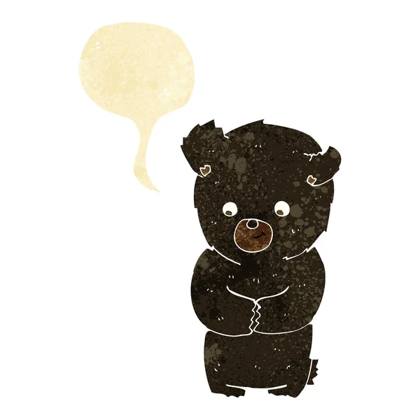 可爱的卡通黑熊与讲话泡泡 — 图库矢量图片