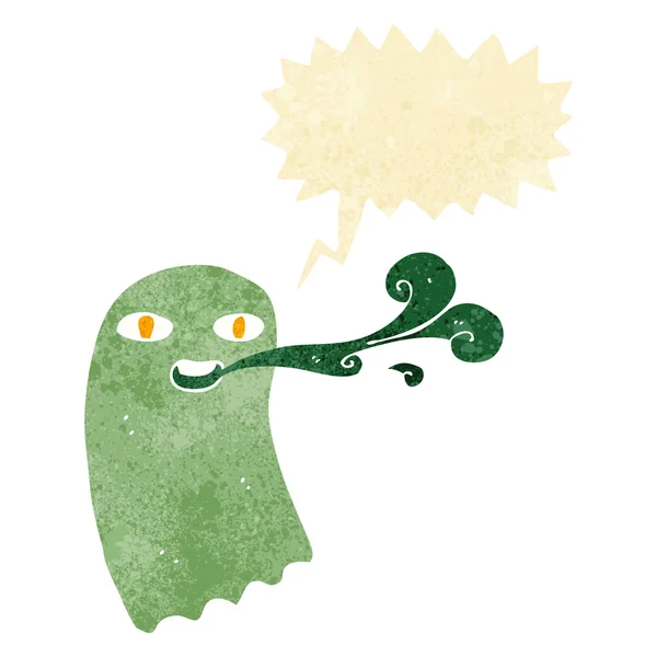 Drôle fantôme de dessin animé avec bulle de parole — Image vectorielle