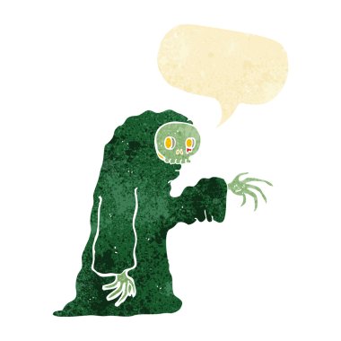 Konuşma baloncuklu tuhaf cadılar bayramı kostümü.