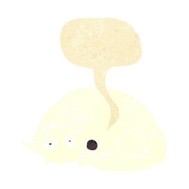 çizgi film konuşma balonlu kıvrılmış köpek