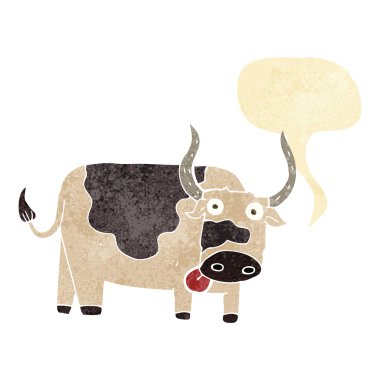 Konuşma baloncuklu çizgi film boğası