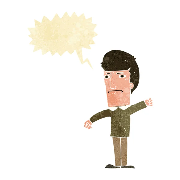 Cartone animato uomo arrabbiato con la bolla discorso — Vettoriale Stock