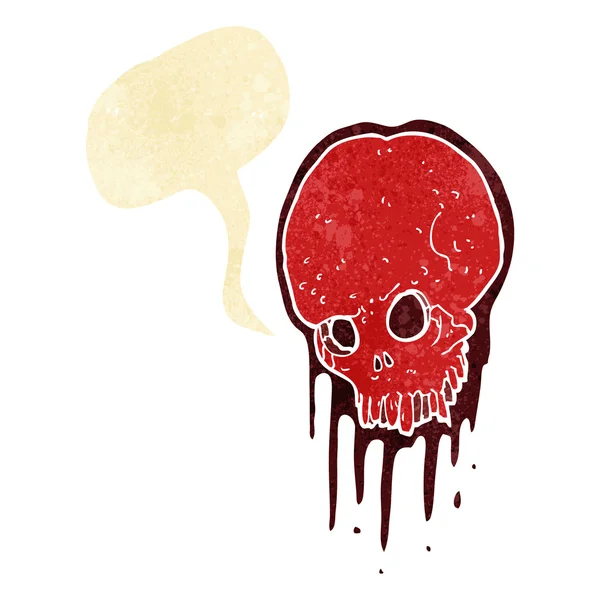 Dibujo animado calavera aterradora con burbuja del habla — Vector de stock